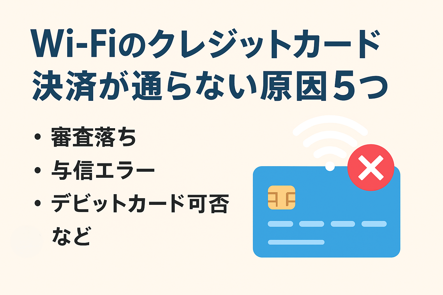 Wi-Fiのクレジットカード決済が通らない原因5つ｜審査落ち・与信エラー・対処法まとめ