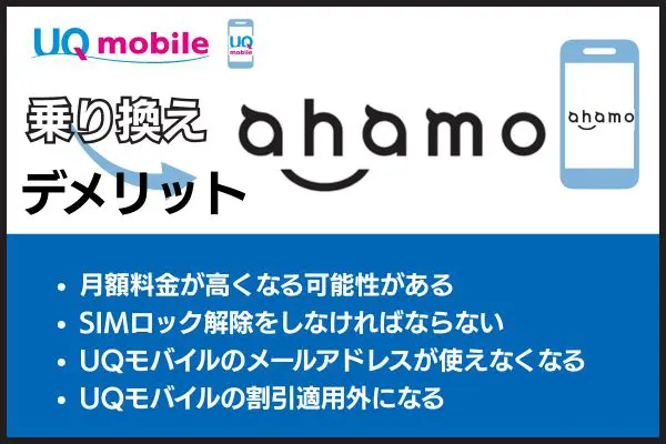 UQモバイルからahamoへ乗り換えるデメリット・注意点