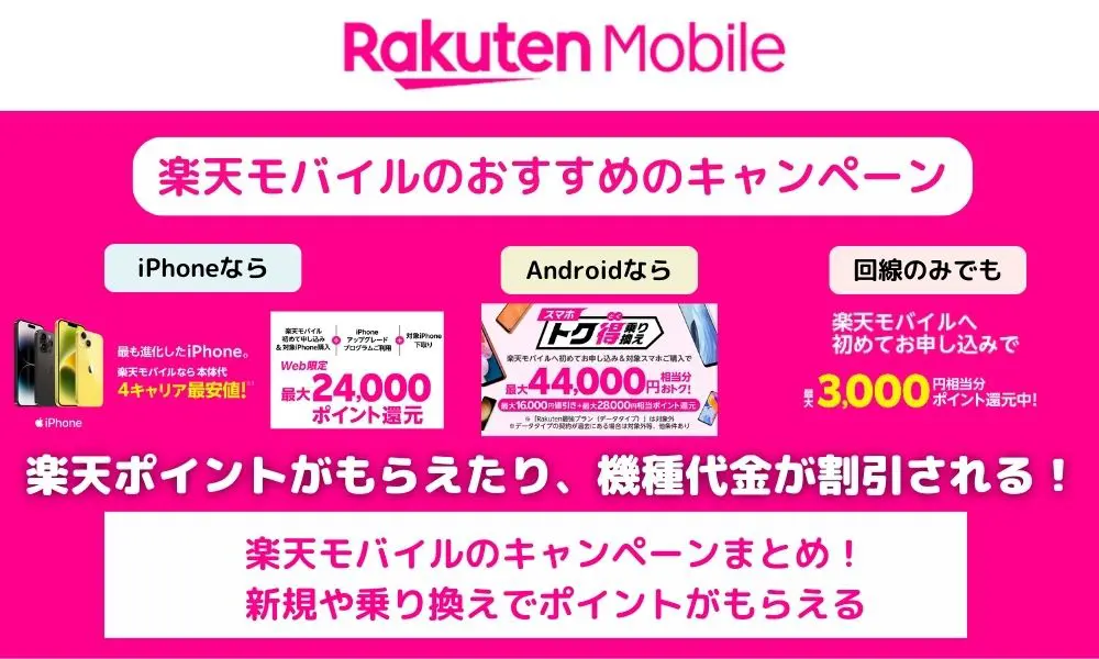 2023年8月】楽天モバイルのキャンペーンまとめ！新規や乗り換えで