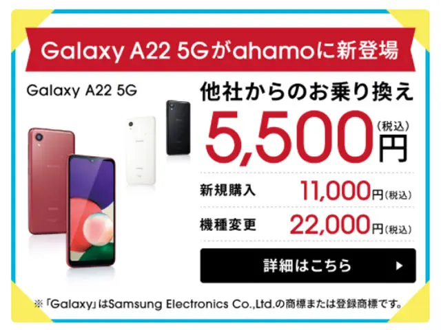 Galaxy A22 5Gが乗り換えで5,500円で購入可能