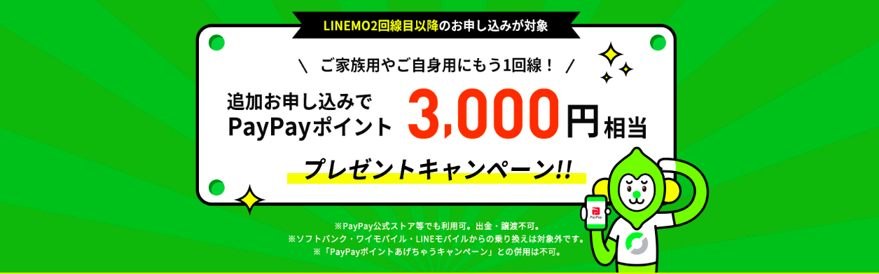 追加申込でPayPayポイント3,000円相当プレゼントキャンペーン