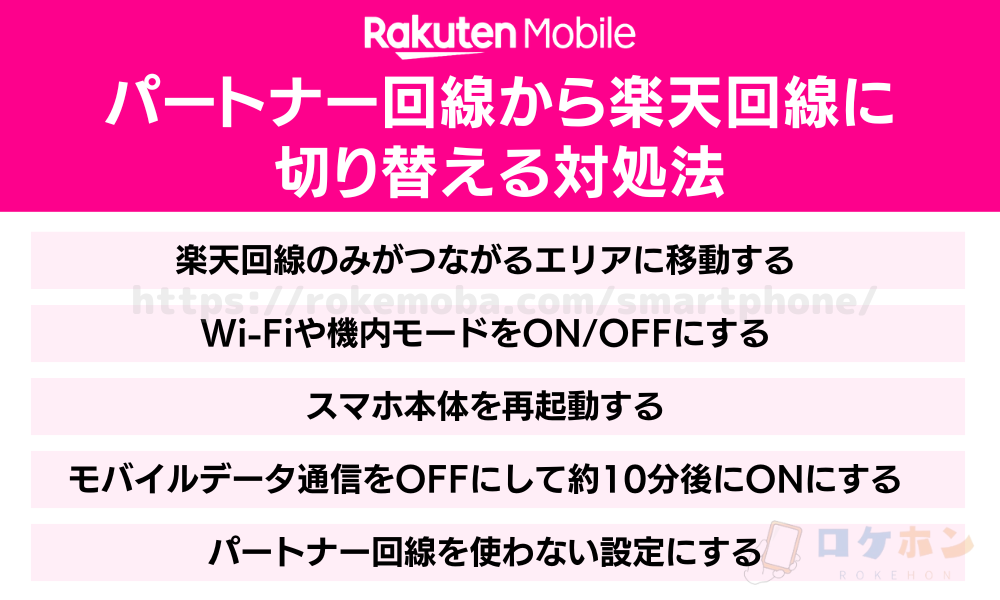 パートナー回線から楽天回線に切り替える対処法