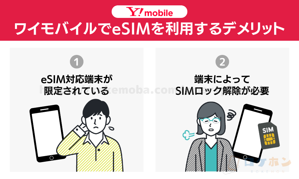 ワイモバイルでeSIMを利用するデメリット