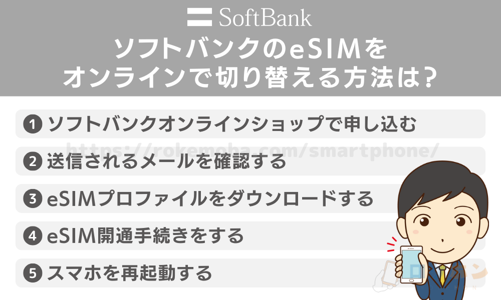 ソフトバンクのeSIMをオンラインで切り替える方法は？