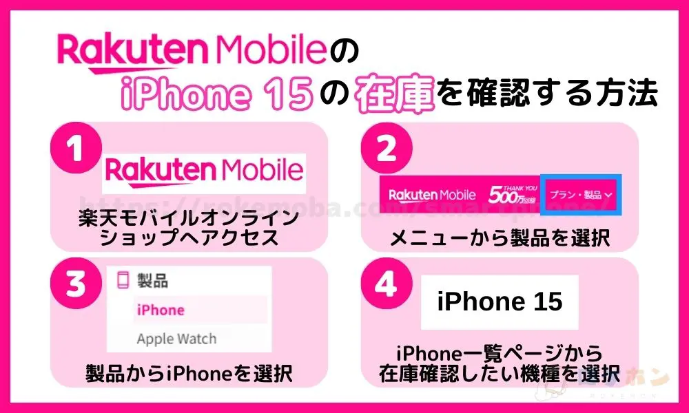 楽天モバイルのiPhone 15の在庫を確認する方法