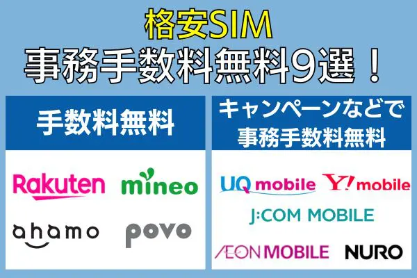 格安SIM事務手数料無料10選