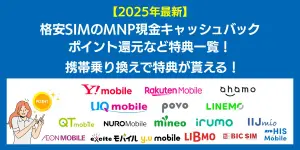 【2025年8月最新】格安SIMのMNPキャッシュバック特典一覧！携帯乗り換えでポイントが貰える！