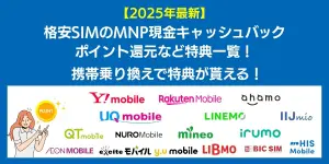 【2025年8月最新】格安SIMのMNPキャッシュバック特典一覧！携帯乗り換えでポイントが貰える！