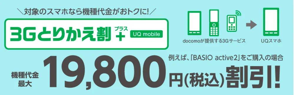 【UQモバイル】3Gとりかえ割プラス