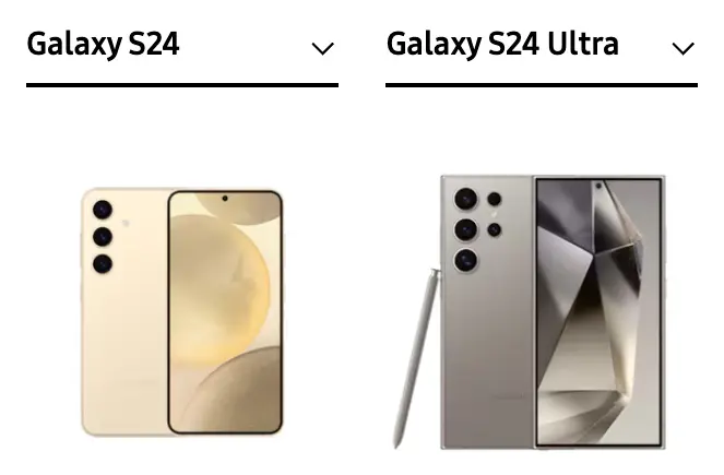 Galaxy S24/S24 Ultra サイズ比較