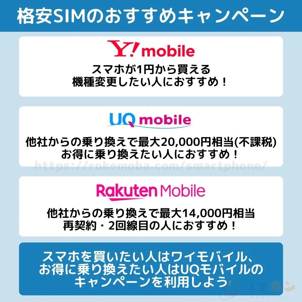 2024年9月最新】格安SIMのキャンペーンを新規・MNPで徹底比較！ | ロケホン