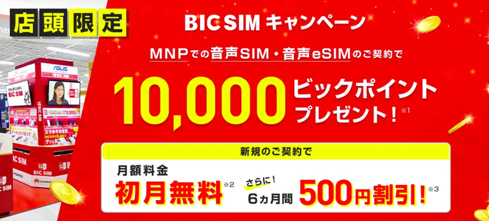 [店頭申し込み限定]　BIC SIMキャンペーン