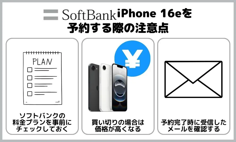 ソフトバンクでiPhone 16eを予約する際の注意点