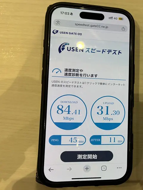 ワイモバイルの速度(石川:屋内)