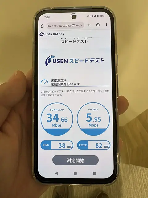 ワイモバイルの速度(大阪:屋内)