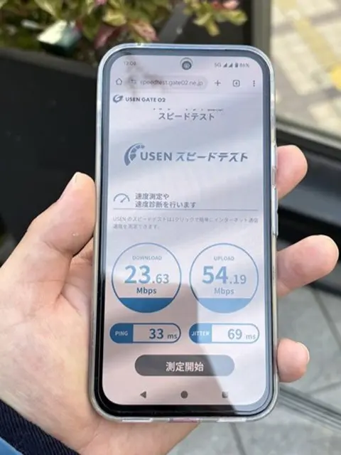 ワイモバイルの速度(大阪:屋外)