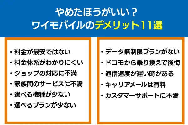 やめた方がいい?ワイモバイルデメリット11選