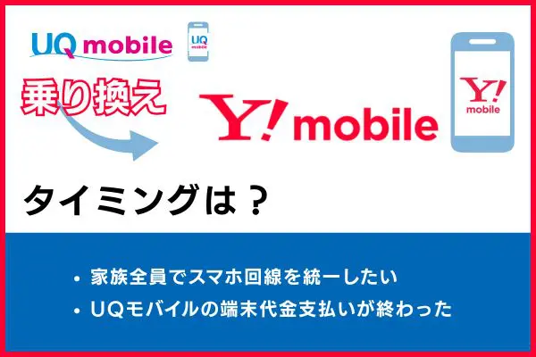 UQモバイルからワイモバイルへ乗り換えるタイミングは?