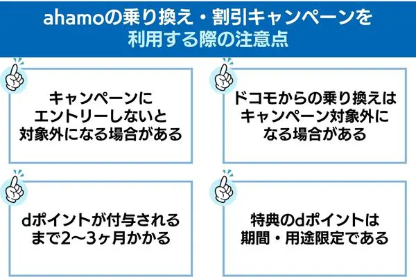 ahamoの乗り換え・割引キャンペーンを利用する際の注意点