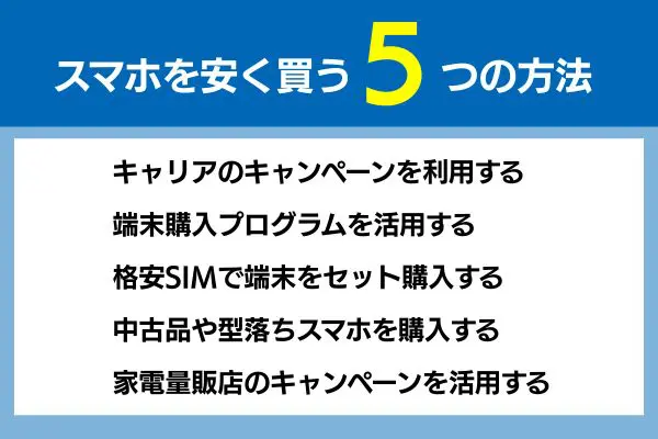 スマホを安く買う５つの方法