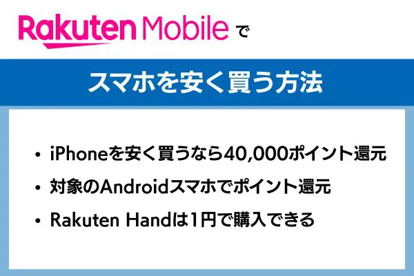 楽天モバイルでスマホを安く買う方法