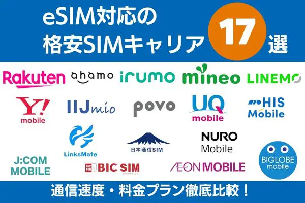 eSIM対応 格安SIM キャリア