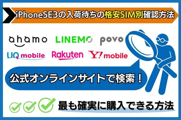 iphone se3 入荷待ち 格安SIM別 確認方法