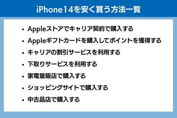 phone14を安く買う方法一覧