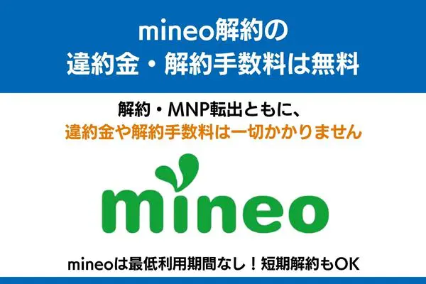 mineo 解約 違約金 解約手数料 無料