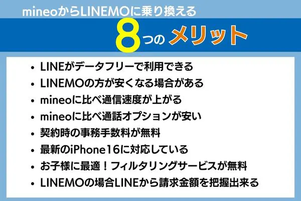 mineoからlinemoに乗り換えるメリット