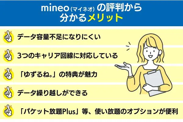 mineo(マイネオ)の評判から分かるメリット
