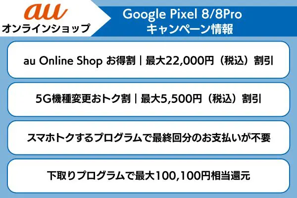 auのpixel8proキャンペーン情報