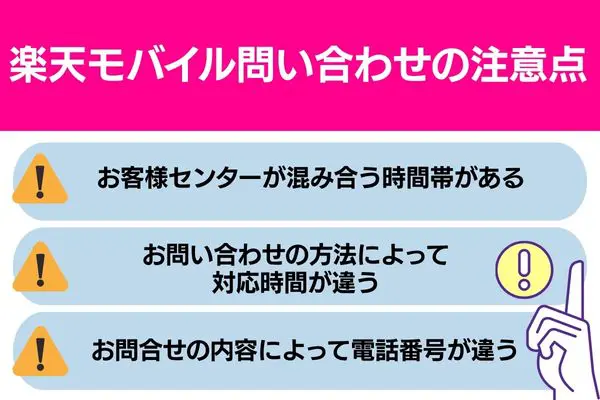 楽天モバイル問い合わせの注意点