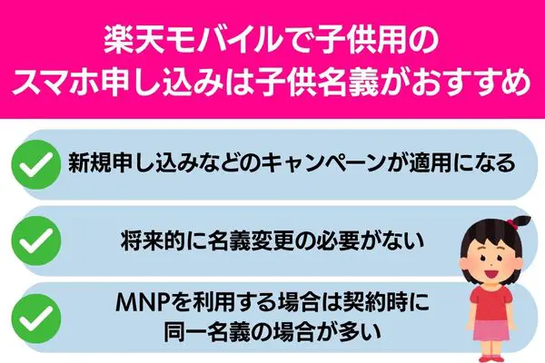 楽天モバイル 子供用のスマホ申し込み 子供名義がおすすめ