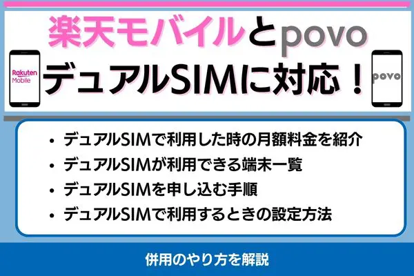 楽天モバイルとpovoのデュアルSIMに対応　併用のやり方を解説
