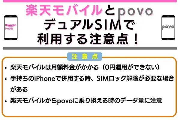 楽天モバイルとpovoのデュアルSIMで利用する注意点3点