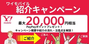 ワイモバイルの紹介キャンペーン！10周年で最大20,000ポイントプレゼント！