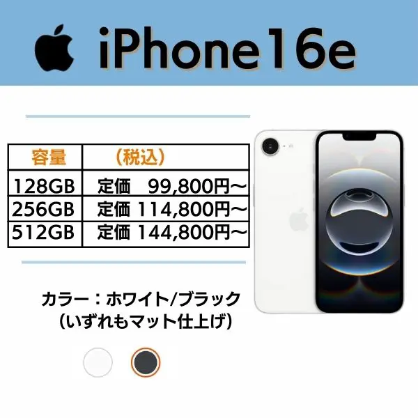 iPhone 16e｜128GBなら定価は9万円台