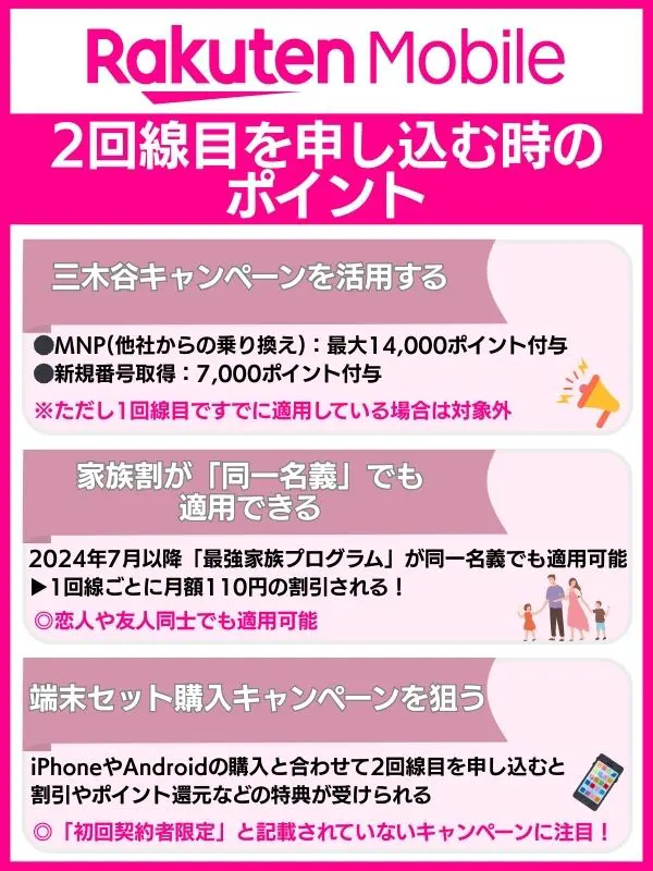 楽天モバイルで2回線目を申し込む時のポイント