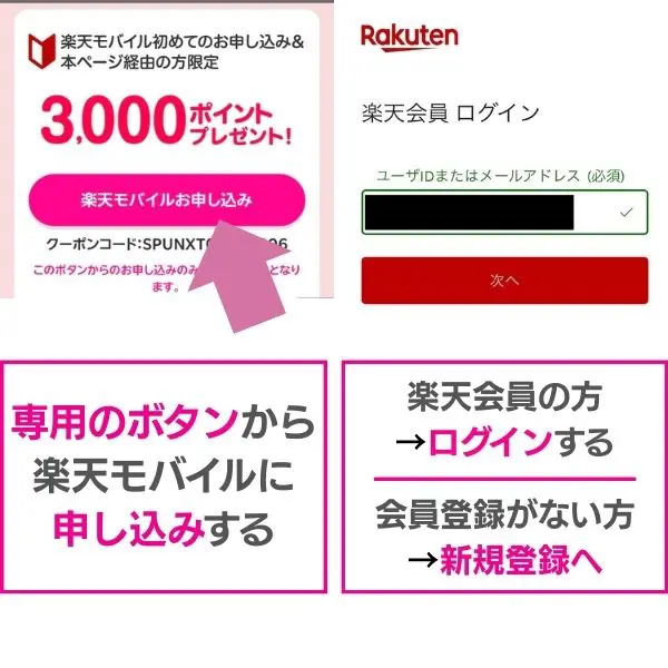 専用のページから手続き