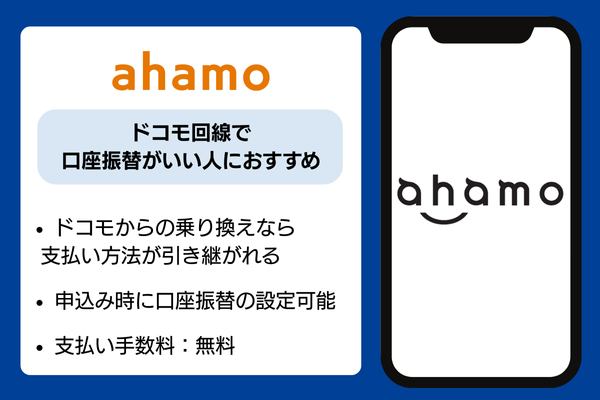 ahamo 口座振替説明画像