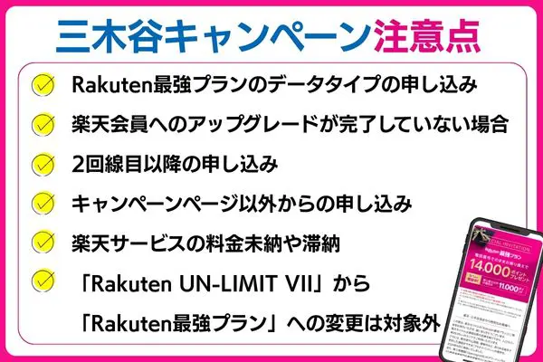楽天モバイル三木谷キャンペーンの注意点