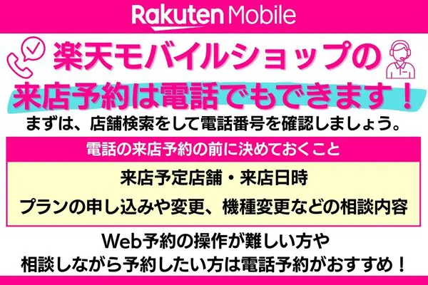 楽天モバイルショップ(店舗)の来店予約は電話でも可能