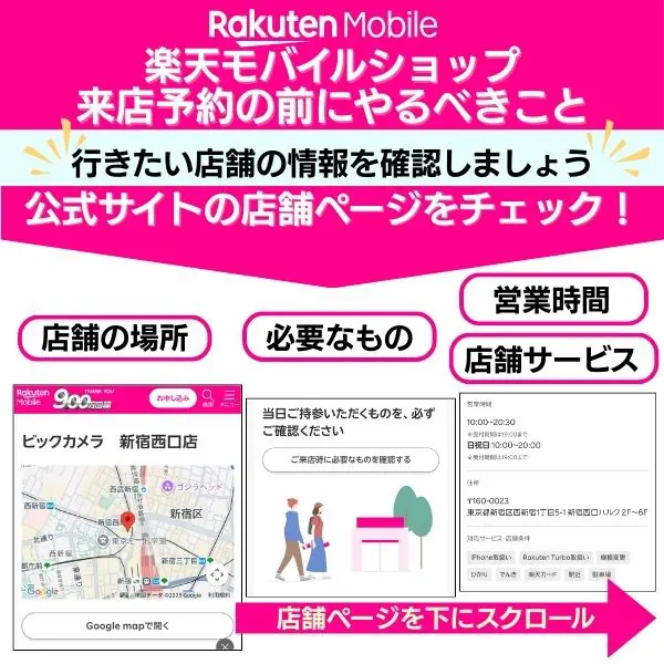 楽天モバイルショップ(店舗)の来店予約の前に行きたい店舗の情報を確認する