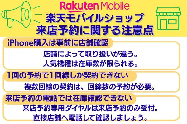 楽天モバイルショップ(店舗)の来店予約をする際の注意点