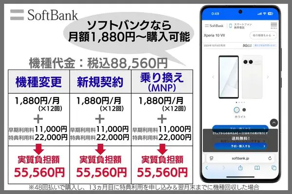 ソフトバンクのXperia 10 VII価格