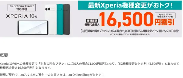 au Xperia 10 Ⅶ機種変更おトク割