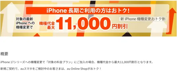 au 新iPhone機種変更おトク割