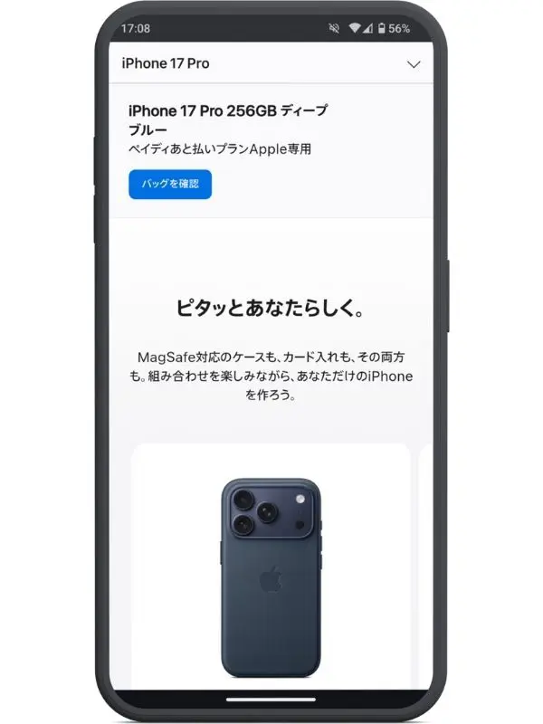 Apple Storeのバッグを確認するボタン