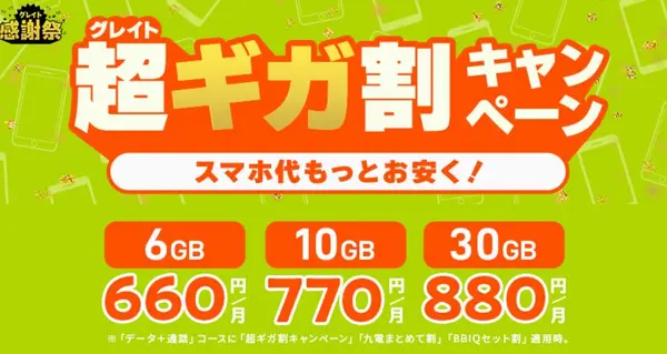 QTモバイル 超ギガ割キャンペーン